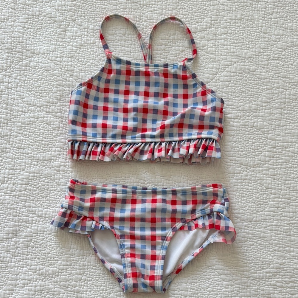 Cat & Jack Red and Blue Plaid Bikini Set